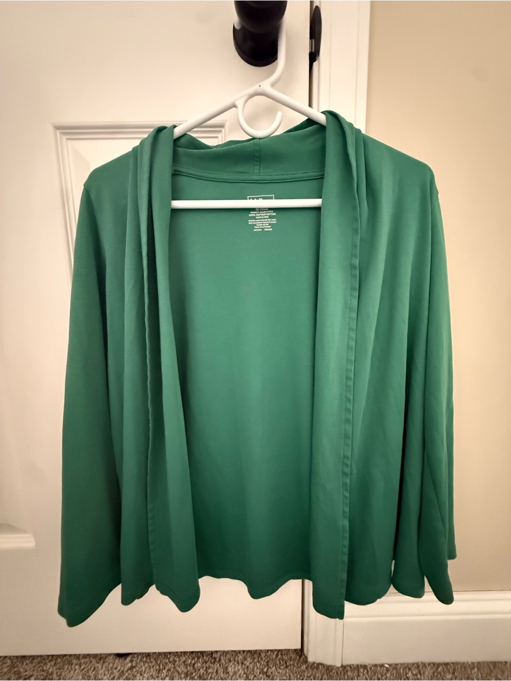 L.L. Bean  Green Open-Front Cardigan